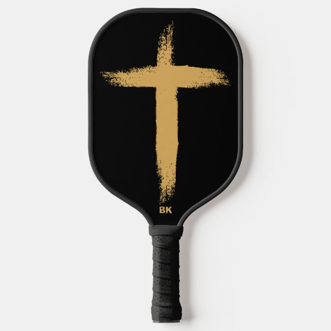 Religious Gold Cross Pickleball Schläger (Vorderseite)