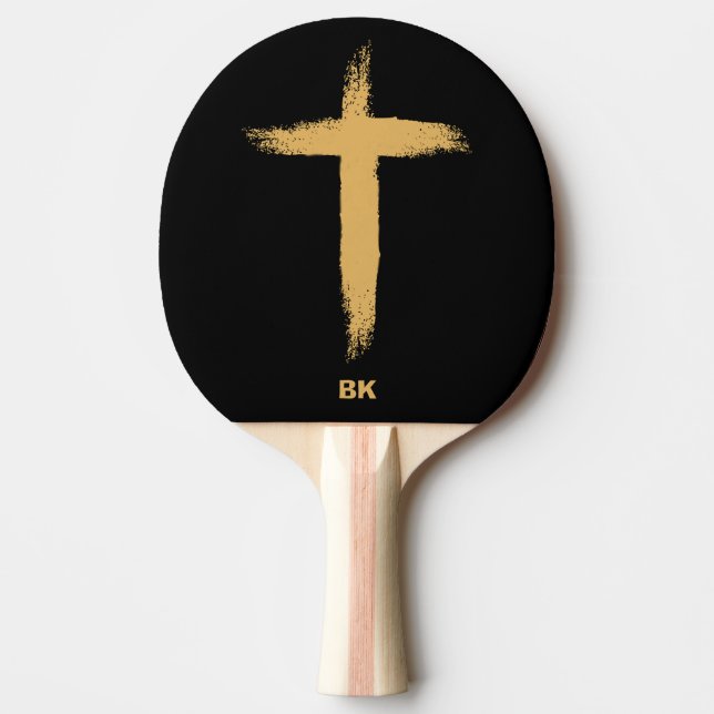 Religious Gold Cross Tischtennis Schläger (Vorderseite)