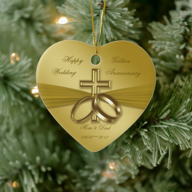 Religious Golden 50. Wedding Anniversary Ornament (Baum)