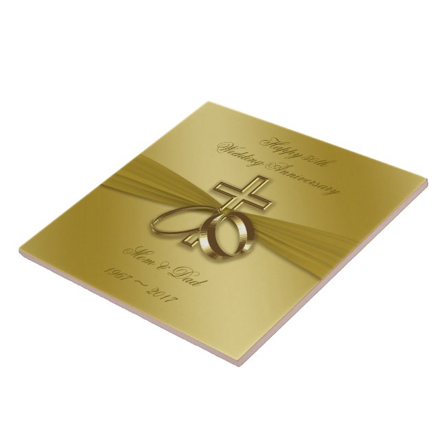 Religious Golden 50th Wedding Anniversary Tile Fliese (Seite)