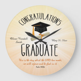 Religious Graduation Gold Starburst with Black Cap Große Wanduhr