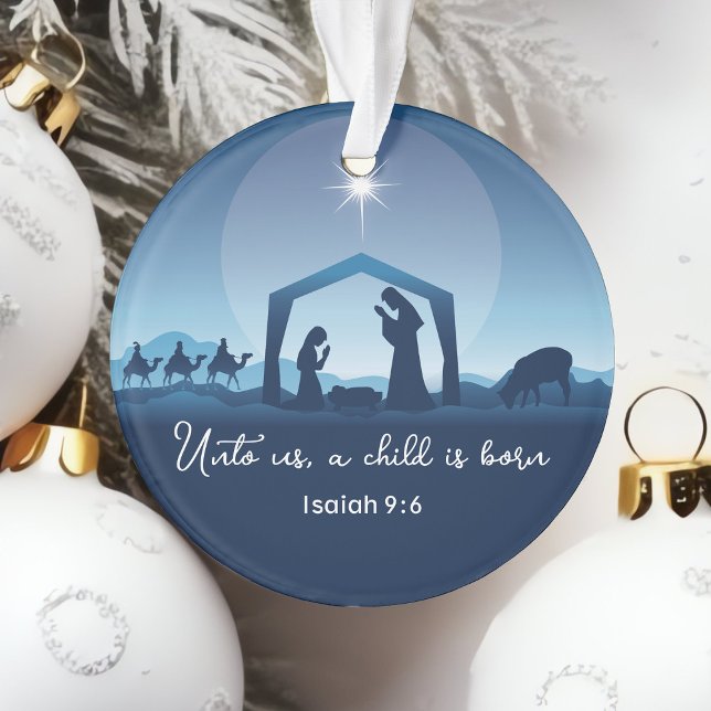 Religious Nativity Scene Bible Verse Christmas Ornament (Von Creator hochgeladen)