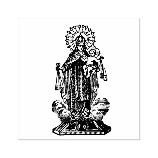 Religious Our Lady of Mount Carmel w Scapular Gummistempel (Prägung)