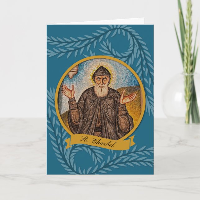 Religious St. Charbel Sharbel Katholic Prayer Karte (Vorderseite)
