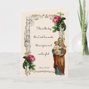 Religious St. Joseph Jesus Floral Vintag Karte