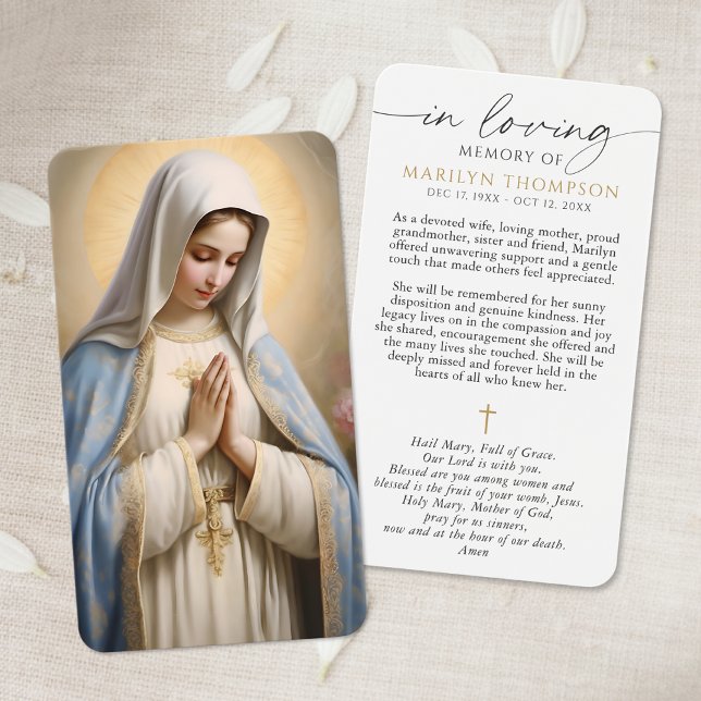 Religious Virgin Mary Cross Sympathy Prayer Card (Von Creator hochgeladen)