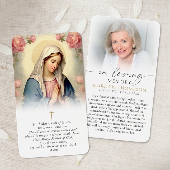 Religious Virgin Mary In Loving Memory Prayer Card (Von Creator hochgeladen)