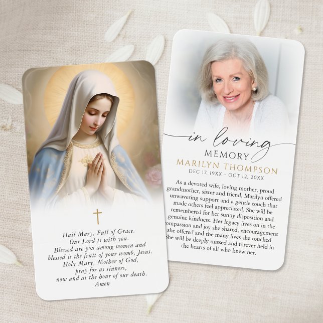 Religious Virgin Mary In Memory Cross Prayer Card (Créateur téléchargé)