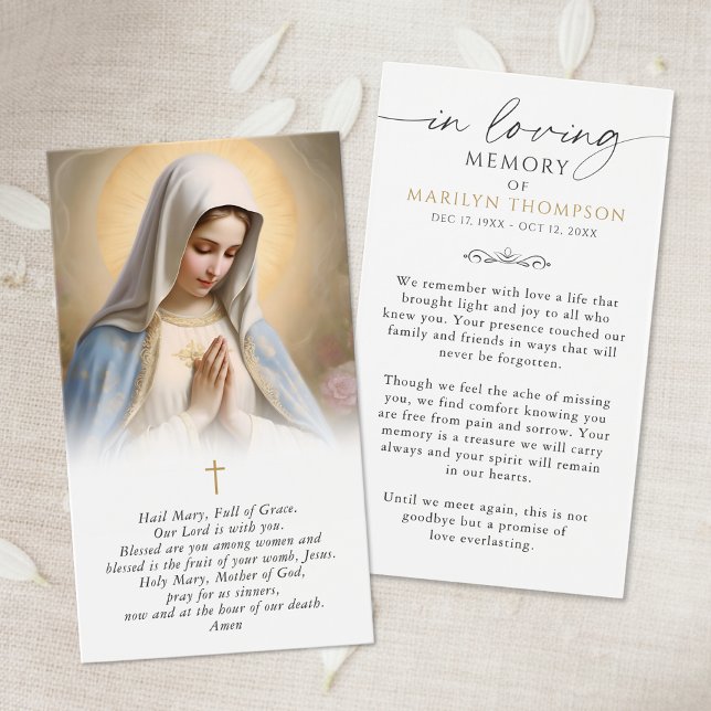 Religious Virgin Mary Photo Funeral Prayer Card (Créateur téléchargé)