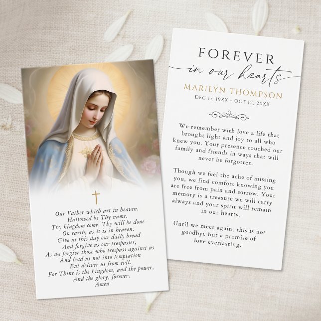 Religious Virgin Mary Photo Sympathy Prayer Card (Von Creator hochgeladen)
