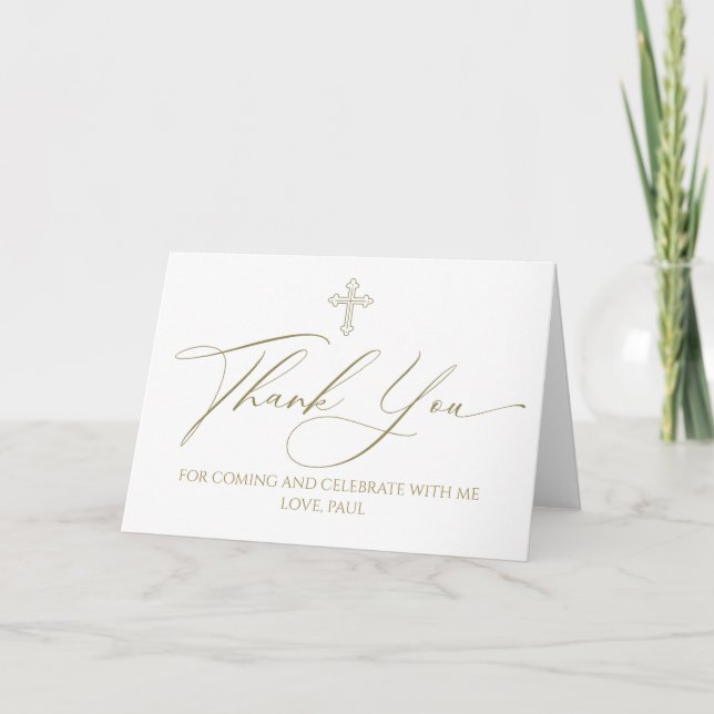 Religious white and gold thank you card dankeskarte (Vorderseite)