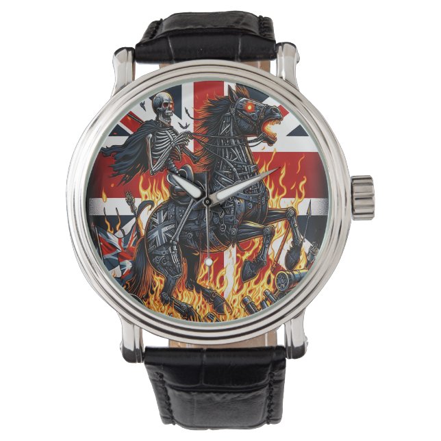 Relógio do Cavaleiro Esqueleto em Chamas Armbanduhr (Vorderseite)