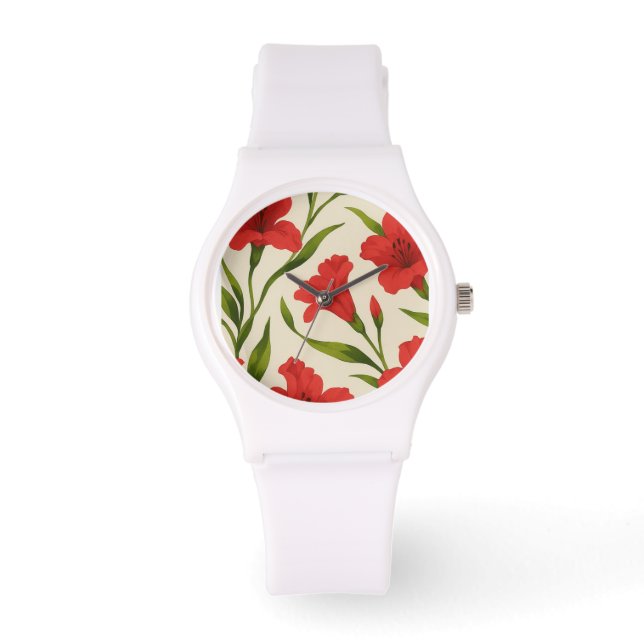 relógio florais vermelha  armbanduhr (Vorderseite)