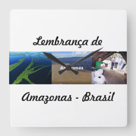 relogio lembrança do Amazonas Quadratische Wanduhr