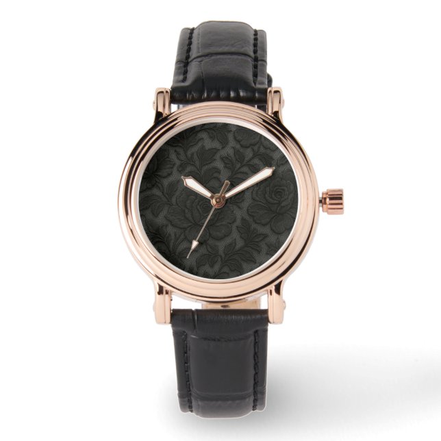 Relogio Renda floral detalhada em preto desing Armbanduhr (Vorderseite)
