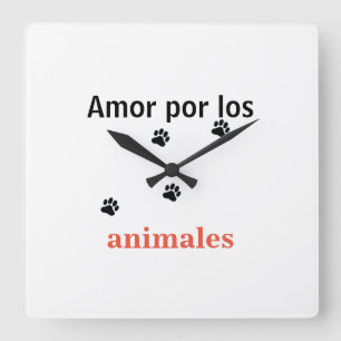 Reloj  amor por los animales quadratische wanduhr