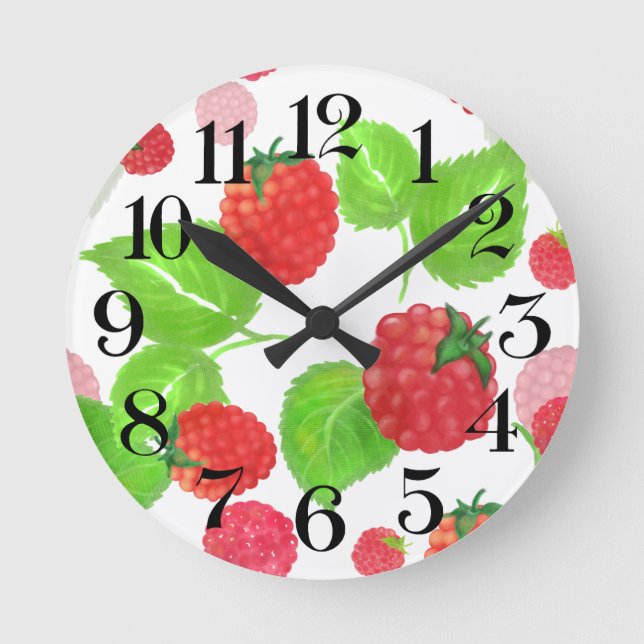 reloj de pared frambuesas a la acuarela runde wanduhr (Vorderseite)