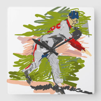 Reloj de Pared Pitcher Lanzando la Pelota Quadratische Wanduhr