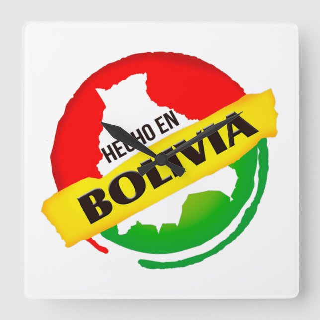 Reloj hecho en Bolivia Quadratische Wanduhr (Vorderseite)