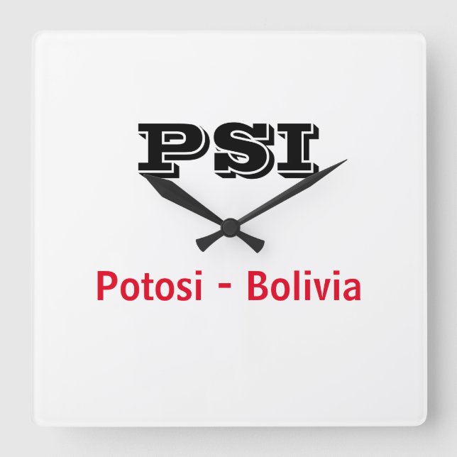 Reloj Potosi Bolivia Quadratische Wanduhr (Vorderseite)