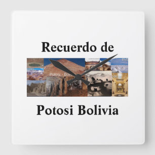 Reloj recuerdo Bolivien aus Potosí Quadratische Wanduhr