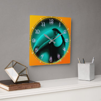 Reloj Time and illustrated art on your wall. Quadratische Wanduhr