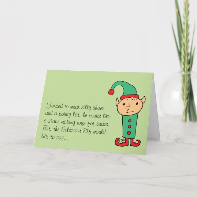 Reluctant Elf Feiertagskarte (Vorderseite)