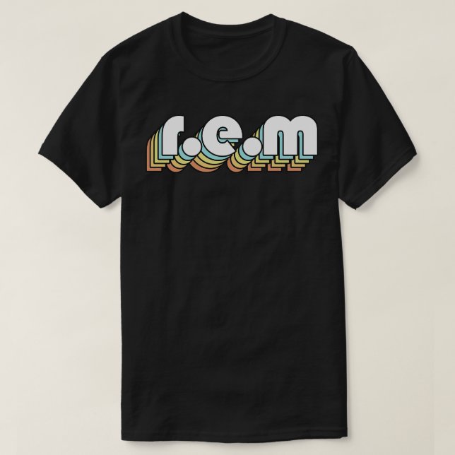 REM Retro-Regenbogentypografie verblasster Stil T-Shirt (Design vorne)