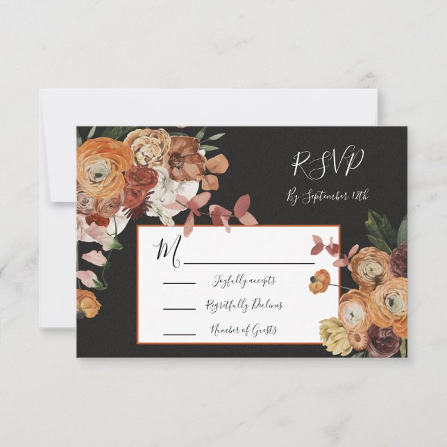 Rembrandt Autumn Floral Wedding Response UAWG RSVP Karte (Vorderseite)