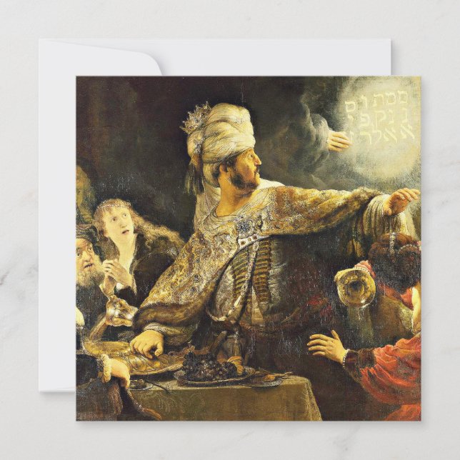 Rembrandt - Belshazzars Fest, religiöses Gemälde Karte (Vorderseite)