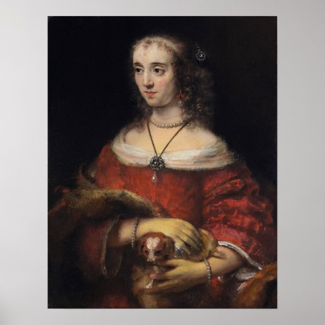 Rembrandt - Dame mit Lapdog Poster (Vorne)