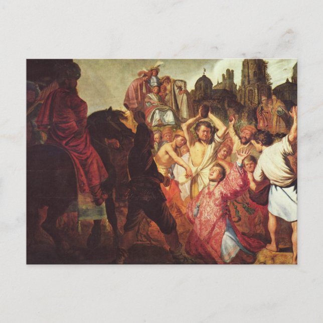 Rembrandt - Das Steinigen von St. Stephen Postkarte (Vorderseite)