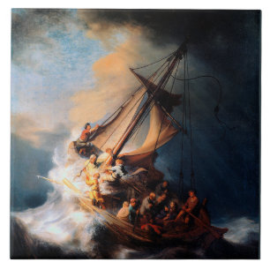 Rembrandt - Der Sturm des Sees von Galiläa Fliese