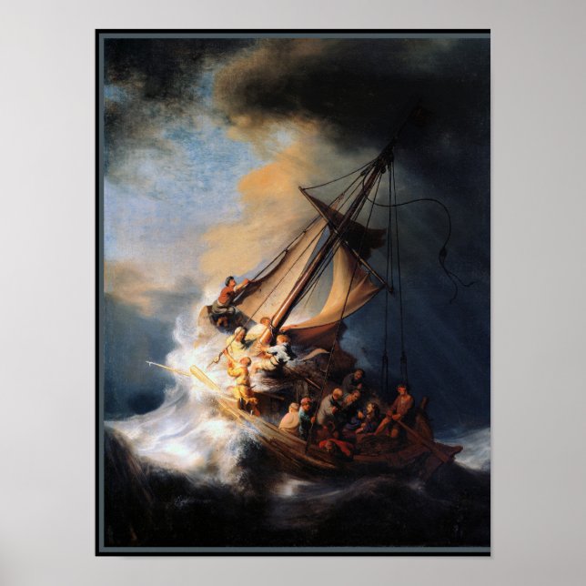Rembrandt - Der Sturm des Sees von Galiläa Poster (Vorne)