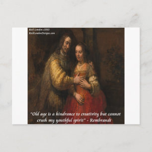 Rembrandt "Die Jüdische Braut" & Zitat zum Alter Postkarte