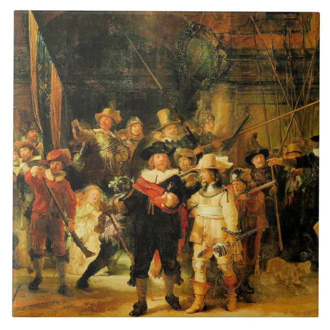 Rembrandt - Die Nachtschau Fliese (Vorderseite)