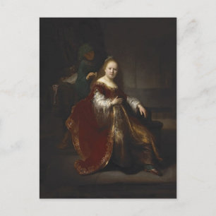 Rembrandt: Eine junge Frau auf ihrer Toilette Postkarte