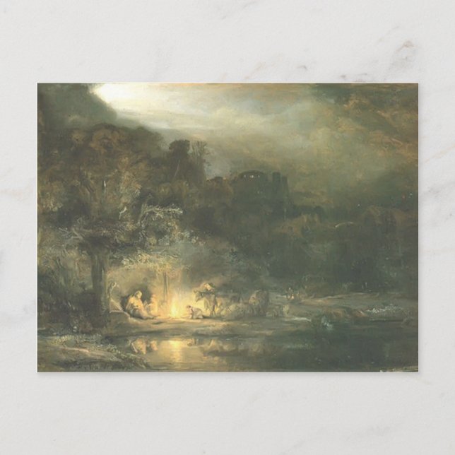 Rembrandt - Erholung über den Flug nach Ägypten Postkarte (Vorderseite)