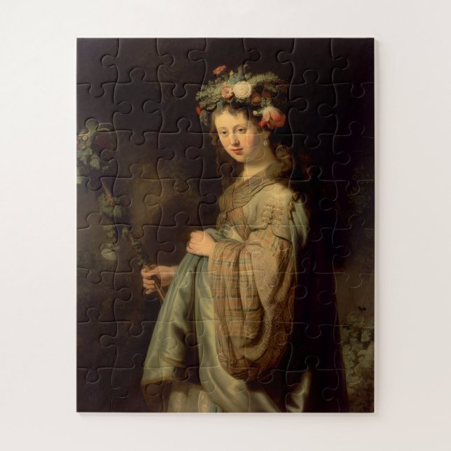 Rembrandt - Flora, beliebtes Barockbild, (Vertikal)