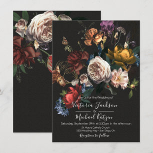 Rembrandt Floral Dark & Moody Wedding Einladung