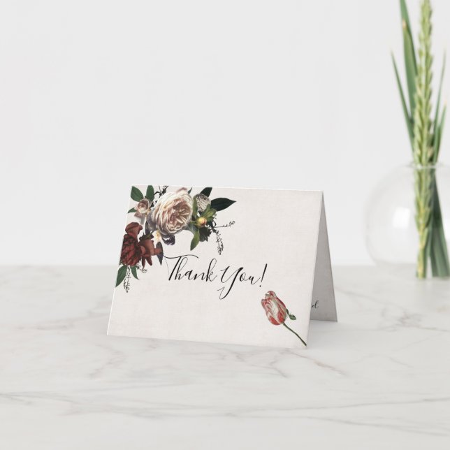Rembrandt Floral Dark und Moody bedanken sich Dankeskarte (Vorderseite)