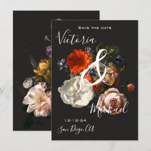 Rembrandt Floral Save the Date Hochzeits-Einladung Einladung