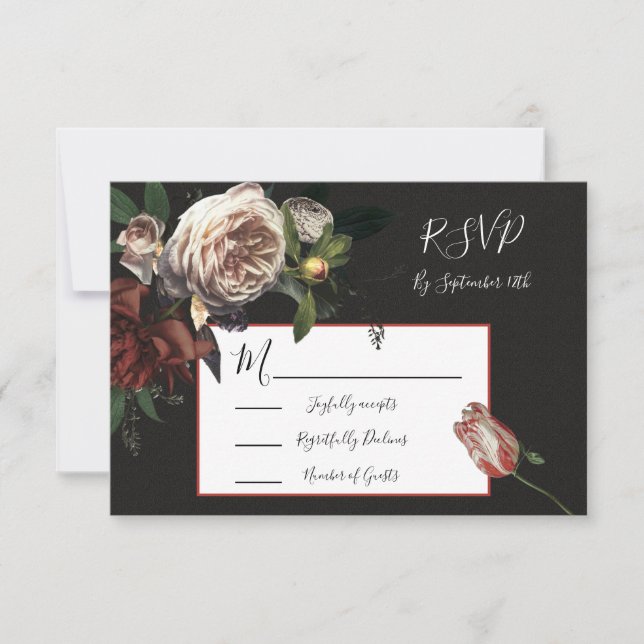 Rembrandt Floral Wedding Response Cards UAWG RSVP Karte (Vorderseite)