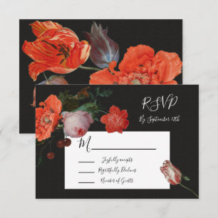 Rembrandt Florale Hochzeitsantwortkarten RSVP Karte