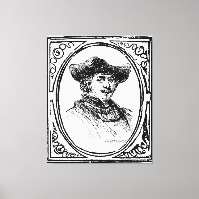 Rembrandt Gerahmtes Selbstportrait Sketch Leinwand (Vorderseite)