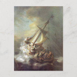 Rembrandt Harmensz. van Rijn Christus im Sturm auf Postkarte
