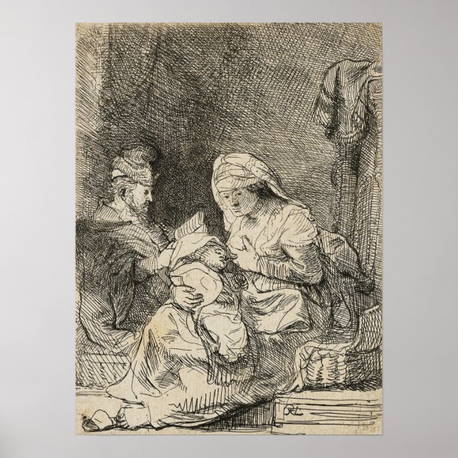Rembrandt - Heilige Familie 1632 Poster (Vorne)