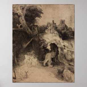 Rembrandt - Heiliger Hieronymus in italienischer L Poster