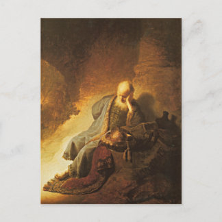 Rembrandt - Jeremiah Lamenting Destruction.. Postkarte