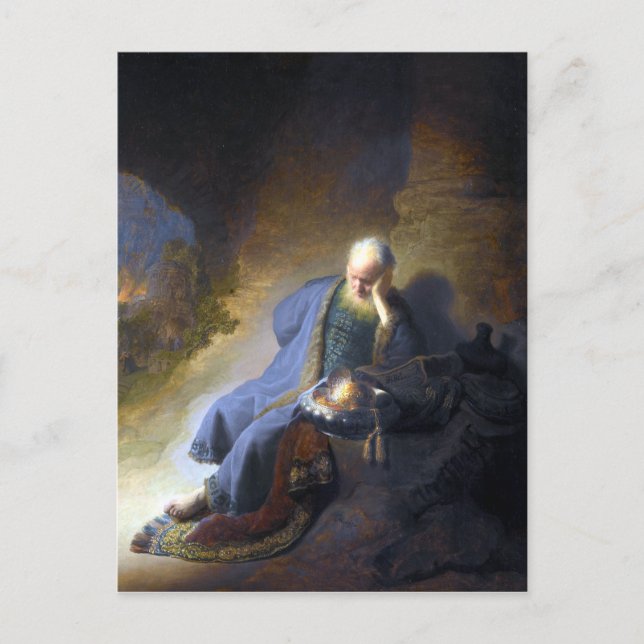 Rembrandt Jeremiah Lamenting the Destruction Postkarte (Vorderseite)
